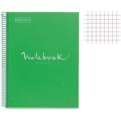 Cahier - A4 (21x29,7cm) - Petits carreaux - 80 pages - couverture rigide vert - spirale - Notebook Miquelrius - Publicité Cahier - A4 (21x29,7cm) - Petits carreaux - 80 pages - couverture rigide vert - spirale - Notebook Miquelrius - Publicité