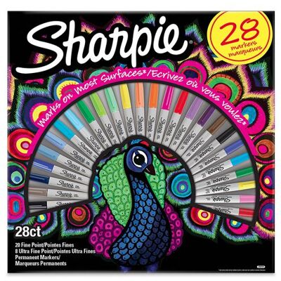 SHARPIE - 28 Marqueurs permanents - Pointe fine x 20 et Pointe ultra-fine x 8 - couleurs assorties Assortiment - Publicité SHARPIE - 28 Marqueurs permanents - Pointe fine x 20 et Pointe ultra-fine x 8 - couleurs assorties Assortiment - Publicité