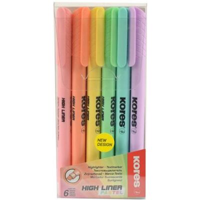 Non communiqué Kores Surligneur 'High Liner Pastel', étui de 6 - Publicité Non communiqué Kores Surligneur 'High Liner Pastel', étui de 6 - Publicité