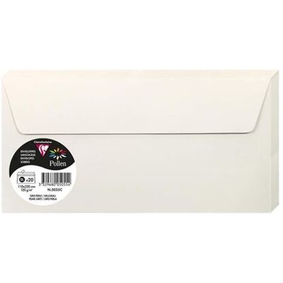 Pollen Enveloppes - Format DL - 110x220mm - Gris perle - 20 unités - Clairefontaine Gris - Publicité Pollen Enveloppes - Format DL - 110x220mm - Gris perle - 20 unités - Clairefontaine Gris - Publicité