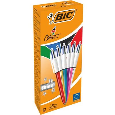 BIC Stylo à bille rétractable 4Colours Shine, assorti - Publicité BIC Stylo à bille rétractable 4Colours Shine, assorti - Publicité