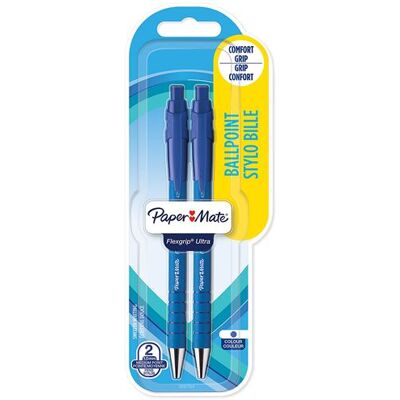 Non communiqué Paper Mate Flexgrip Ultra - 2 Stylos bille rétractables - Bleu - Pointe 1.0mm - sous blister Bleu - Publicité Non communiqué Paper Mate Flexgrip Ultra - 2 Stylos bille rétractables - Bleu - Pointe 1.0mm - sous blister Bleu - Publicité