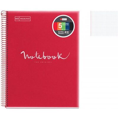 Non communiqué Cahier - A4 (21x29,7cm) - Petits carreaux - 120 pages - couverture en carton rouge - à spirale - Miquelrius - Publicité Non communiqué Cahier - A4 (21x29,7cm) - Petits carreaux - 120 pages - couverture en carton rouge - à spirale - Miquelrius - Publicité