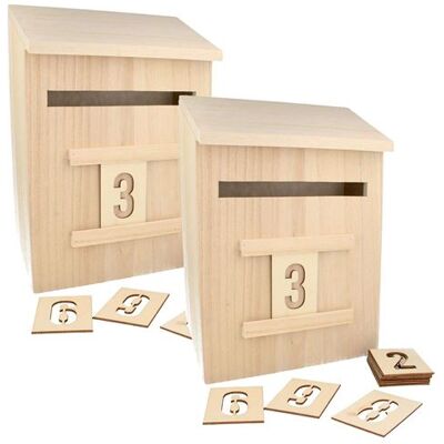Non communiqué 2 calendriers de l'Avent boîte aux lettres en bois 28 cm - Artemio Beige - Publicité Non communiqué 2 calendriers de l'Avent boîte aux lettres en bois 28 cm - Artemio Beige - Publicité