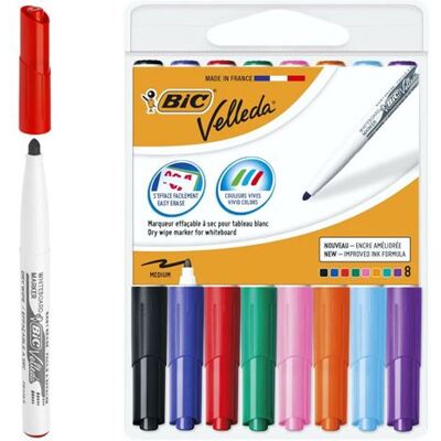 Non communiqué Bic Velleda Pack de 8 Marqueurs Tableau Blanc Blanc - Publicité Non communiqué Bic Velleda Pack de 8 Marqueurs Tableau Blanc Blanc - Publicité