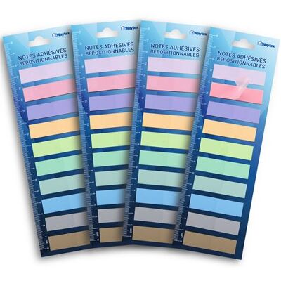 Non communiqué Waytex 800 Marque-pages plastifiés repositionnables 10 mini blocs de 20 feuillets adhésifs couleurs pastel transparentes 4,5x1,2 cm 10 Couleurs pastel - Publicité Non communiqué Waytex 800 Marque-pages plastifiés repositionnables 10 mini blocs de 20 feuillets adhésifs couleurs pastel transparentes 4,5x1,2 cm 10 Couleurs pastel - Publicité