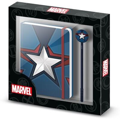 Non communiqué Journal + Stylo Fashion - Marvel Captain America Courage - Bleu - Taille Unique Bleu - Publicité Non communiqué Journal + Stylo Fashion - Marvel Captain America Courage - Bleu - Taille Unique Bleu - Publicité