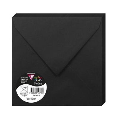 Enveloppes - Carré - 165x165mm - Pollen - Noir - 20 unités - Clairefontaine Noir - Publicité Enveloppes - Carré - 165x165mm - Pollen - Noir - 20 unités - Clairefontaine Noir - Publicité