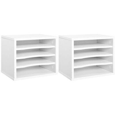 Non communiqué Lot de 2 organiseurs bureau bois blanc avec 4 couches fournitures support d'imprimante dim. 35,5L x 25l x 28,6H cm Blanc - Publicité Non communiqué Lot de 2 organiseurs bureau bois blanc avec 4 couches fournitures support d'imprimante dim. 35,5L x 25l x 28,6H cm Blanc - Publicité