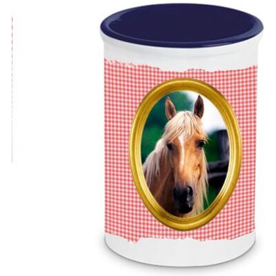 L'Univers du Cheval Pot à stylos en céramique Cheval Vichy - Publicité L'Univers du Cheval Pot à stylos en céramique Cheval Vichy - Publicité