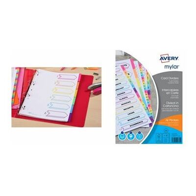 AVERY Intercalaires Mylar, carte, 6 touches neutres, A4 - Publicité AVERY Intercalaires Mylar, carte, 6 touches neutres, A4 - Publicité