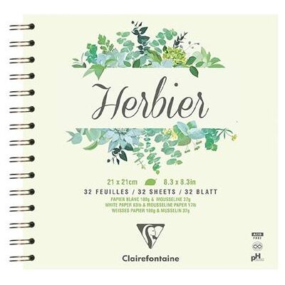 Cahier Herbier Clairefontaine 32F 21x21cm 180g - Blanc - Lot de 5 - Publicité Cahier Herbier Clairefontaine 32F 21x21cm 180g - Blanc - Lot de 5 - Publicité