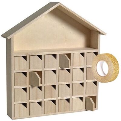 Non communiqué Calendrier de l'Avent bois Maison 31,5 x 7 x 34 cm + masking tape doré à paillettes 5 m Beige - Publicité Non communiqué Calendrier de l'Avent bois Maison 31,5 x 7 x 34 cm + masking tape doré à paillettes 5 m Beige - Publicité