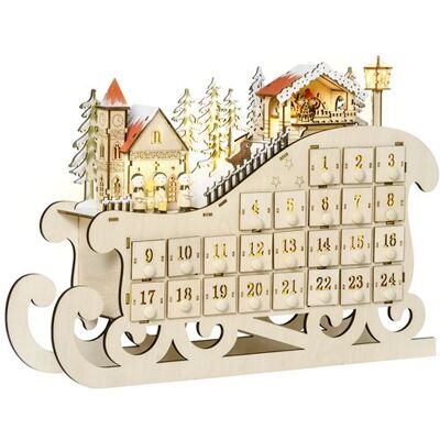 Non communiqué Calendrier de l'Avent LED traineau - 10 lumières blanc chaud - 24 tiroirs - décoration lumineuse de Noël - beige Beige - Publicité Non communiqué Calendrier de l'Avent LED traineau - 10 lumières blanc chaud - 24 tiroirs - décoration lumineuse de Noël - beige Beige - Publicité