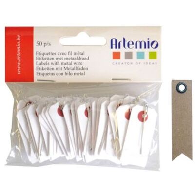 Mini étiquettes blanches avec fil 2x4cm + 20 étiquettes kraft - Publicité Mini étiquettes blanches avec fil 2x4cm + 20 étiquettes kraft - Publicité
