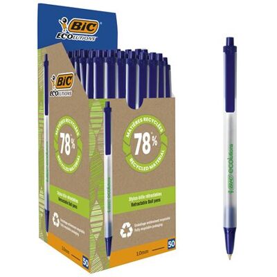 Non communiqué BIC Clic Stic ECOlutions Stylos-Bille Rétractables Pointe Moyenne (1,0 mm) - Bleu, Boîte de 50 Bleu - Publicité Non communiqué BIC Clic Stic ECOlutions Stylos-Bille Rétractables Pointe Moyenne (1,0 mm) - Bleu, Boîte de 50 Bleu - Publicité