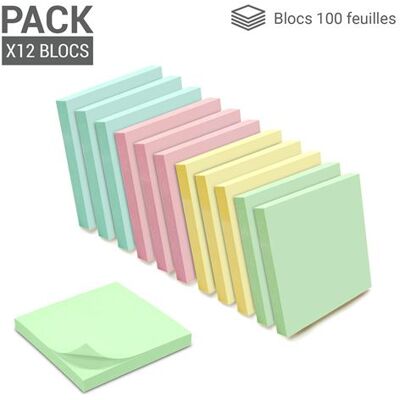 Non communiqué 1200 Notes autocollantes repositionnables pack 12 blocs de 100 feuillets 75 x 75 mm 4 couleurs pastel assorties 4 couleurs pastels - Publicité Non communiqué 1200 Notes autocollantes repositionnables pack 12 blocs de 100 feuillets 75 x 75 mm 4 couleurs pastel assorties 4 couleurs pastels - Publicité