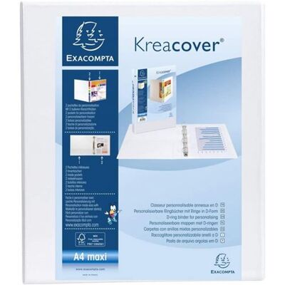 Classeur Exacompta personnalisable PEVA Kreacover 4 annx en D 32x28cm Dos 63mm Blanc - Publicité Classeur Exacompta personnalisable PEVA Kreacover 4 annx en D 32x28cm Dos 63mm Blanc - Publicité