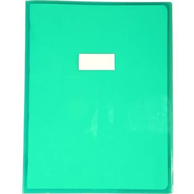 Clairefontaine Grand protège cahier - 24x32cm - Vert transparent - Avec porte étiquette - Publicité Clairefontaine Grand protège cahier - 24x32cm - Vert transparent - Avec porte étiquette - Publicité