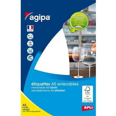 AGIPA Etiquettes - Blanche - 12x18,3mm - 10 planches A5 - 1120 étiquettes - Enlevables - Apli - Publicité AGIPA Etiquettes - Blanche - 12x18,3mm - 10 planches A5 - 1120 étiquettes - Enlevables - Apli - Publicité