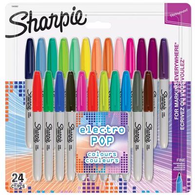 Non communiqué Sharpie 24 marqueurs permanents, Electro Pop, Assortiment de couleurs originales, pointe fine Assortiment - Publicité Non communiqué Sharpie 24 marqueurs permanents, Electro Pop, Assortiment de couleurs originales, pointe fine Assortiment - Publicité