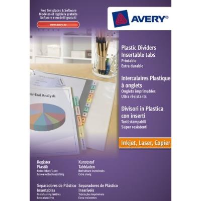 Avery - 5614501 - 1 jeu intercalaires polypro translucide à onglets personnalisables. a4. impression laser, jet dencre - Publicité Avery - 5614501 - 1 jeu intercalaires polypro translucide à onglets personnalisables. a4. impression laser, jet dencre - Publicité