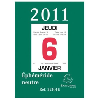 Exatime Bloc neutre Exacompta pour éphémérides 123x85, Année 2010 - Publicité Exatime Bloc neutre Exacompta pour éphémérides 123x85, Année 2010 - Publicité
