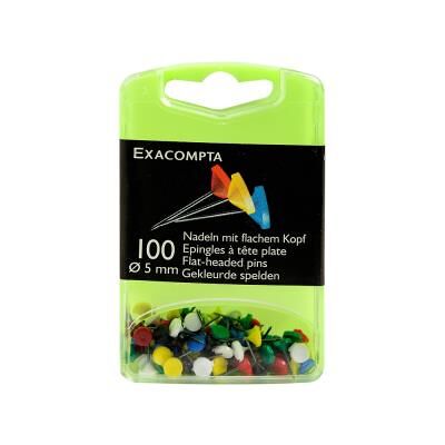 Exacompta - Boîte de 100 épingles à tête plate 5mm couleurs assorties - Publicité Exacompta - Boîte de 100 épingles à tête plate 5mm couleurs assorties - Publicité