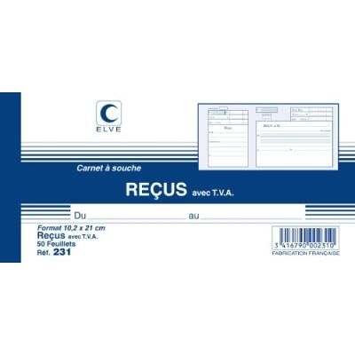 Lebon et vernay - carnet à souche reçu avec tva - format 10,5 x 21cm - 50 feuillets 231 - Publicité Lebon et vernay - carnet à souche reçu avec tva - format 10,5 x 21cm - 50 feuillets 231 - Publicité