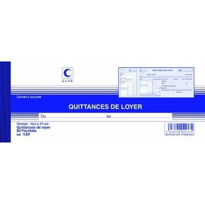 Elve carnet à souche quittances de loyer 105 x 270 mm 50 feuillets 137 - Publicité Elve carnet à souche quittances de loyer 105 x 270 mm 50 feuillets 137 - Publicité