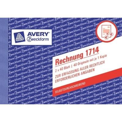 Avery zweckform formularbuch rechnung, sd, 2 x 40 blatt 1714 - Publicité Avery zweckform formularbuch rechnung, sd, 2 x 40 blatt 1714 - Publicité