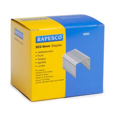 Rapesco Lot de 4 Boites de 1000 Agrafes Galvanisées 923/8mm type 23 - Publicité Rapesco Lot de 4 Boites de 1000 Agrafes Galvanisées 923/8mm type 23 - Publicité
