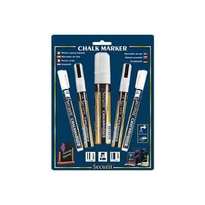 Securit 5 feutres craie blanc 1 large, 2 medium et 2 petits feutres Blanc - Publicité Securit 5 feutres craie blanc 1 large, 2 medium et 2 petits feutres Blanc - Publicité