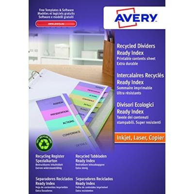 Intercalaires Avery personalisables ready index A4 - jeu de 12 - Publicité Intercalaires Avery personalisables ready index A4 - jeu de 12 - Publicité
