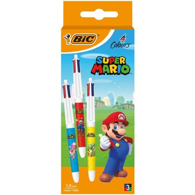 Pack de 4 stylos à bille BIC Super Mario Retractable Pointe Moyenne 1,0 mm Multicolore - Publicité Pack de 4 stylos à bille BIC Super Mario Retractable Pointe Moyenne 1,0 mm Multicolore - Publicité
