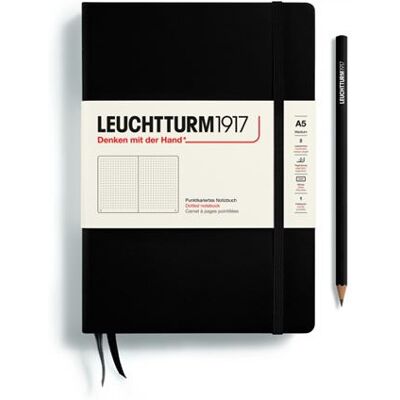 Carnet A5 medium pointillé avec couverture rigide Leuchtturm1917 251 pages numérotées Noir Noir - Publicité Carnet A5 medium pointillé avec couverture rigide Leuchtturm1917 251 pages numérotées Noir Noir - Publicité