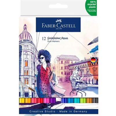 Boîte 12 Feutres Faber-Castell Goldfaber Aqua Multicolore - Publicité Boîte 12 Feutres Faber-Castell Goldfaber Aqua Multicolore - Publicité