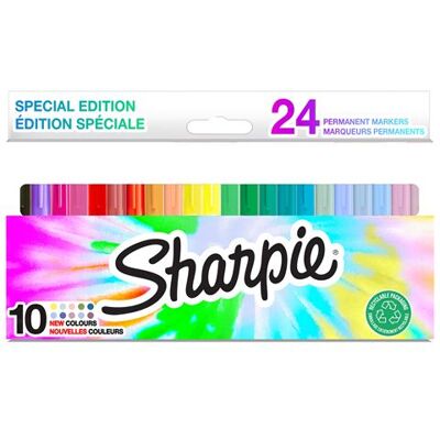 Boîte de 24 marqueurs permanents Sharpie Multicolore - Publicité Boîte de 24 marqueurs permanents Sharpie Multicolore - Publicité