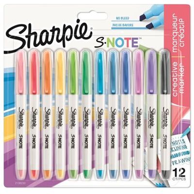 Blister de 12 marqueurs Sharpie S-Note Multicolore - Publicité Blister de 12 marqueurs Sharpie S-Note Multicolore - Publicité