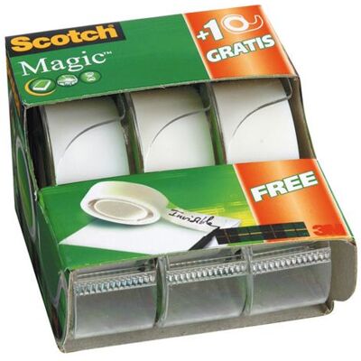 Sctc Set de 3 rubans adhésif invisibles 3M Scotch Magic 33 m - Publicité Sctc Set de 3 rubans adhésif invisibles 3M Scotch Magic 33 m - Publicité