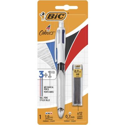Stylo à bille Bic 4 couleurs avec étui de 12 mines - Publicité Stylo à bille Bic 4 couleurs avec étui de 12 mines - Publicité