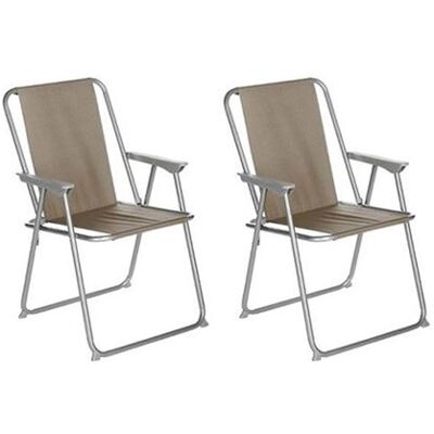 Non communiqué Lot de 2 chaises de camping pliantes coloris taupe - L. 74.5 x l. 53 x H. 7cm - Publicité Non communiqué Lot de 2 chaises de camping pliantes coloris taupe - L. 74.5 x l. 53 x H. 7cm - Publicité