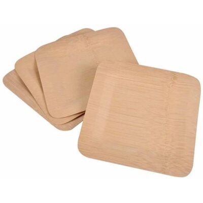 Non communiqué Lot de 4 Assiettes Carrées "Bambou" 18cm Naturel - Publicité Non communiqué Lot de 4 Assiettes Carrées "Bambou" 18cm Naturel - Publicité