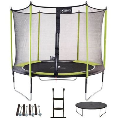 Générique Trampoline de jardin 305 cm + filet de sécurité + échelle + bâche de protection + kit d'ancrage JUMPI Vert/Noir 300 - Publicité Générique Trampoline de jardin 305 cm + filet de sécurité + échelle + bâche de protection + kit d'ancrage JUMPI Vert/Noir 300 - Publicité