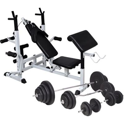 Ensemble de musculation à domicile vidaXL - 120 kg avec banc et poids - Publicité Ensemble de musculation à domicile vidaXL - 120 kg avec banc et poids - Publicité