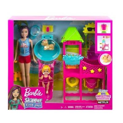 Non communiqué Barbie - coffret parc aquatique avec piscine et toboggan - poupees skipper et enfant - set metier baby sitter + carte animaux - Publicité Non communiqué Barbie - coffret parc aquatique avec piscine et toboggan - poupees skipper et enfant - set metier baby sitter + carte animaux - Publicité