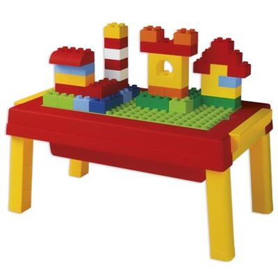 Androni Unico Plus - Petite table avec briques rouges, jaunes, vertes et bleues - Jouet de construction - Publicité Androni Unico Plus - Petite table avec briques rouges, jaunes, vertes et bleues - Jouet de construction - Publicité