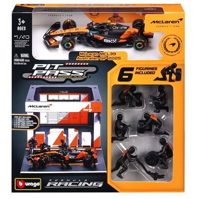 Voiture Bburago Pit-Stop avec véhicule + figurines mécaniciens + paddock + accessoires Mc Laren 2025 pilote #Norris Multicolore - Publicité Voiture Bburago Pit-Stop avec véhicule + figurines mécaniciens + paddock + accessoires Mc Laren 2025 pilote #Norris Multicolore - Publicité