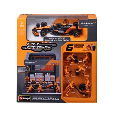 Véhicule Bburago 1/43 Pit-Stop McLaren MCL38 Norris avec figurines mécaniciens et paddock Multicolore - Publicité Véhicule Bburago 1/43 Pit-Stop McLaren MCL38 Norris avec figurines mécaniciens et paddock Multicolore - Publicité
