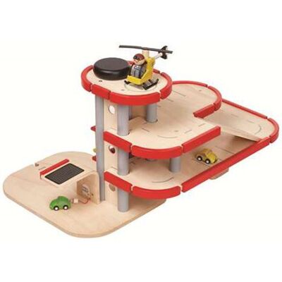Garage en Bois à 3 Niveaux avec Héliport & Voitures - Garage - Publicité Garage en Bois à 3 Niveaux avec Héliport & Voitures - Garage - Publicité